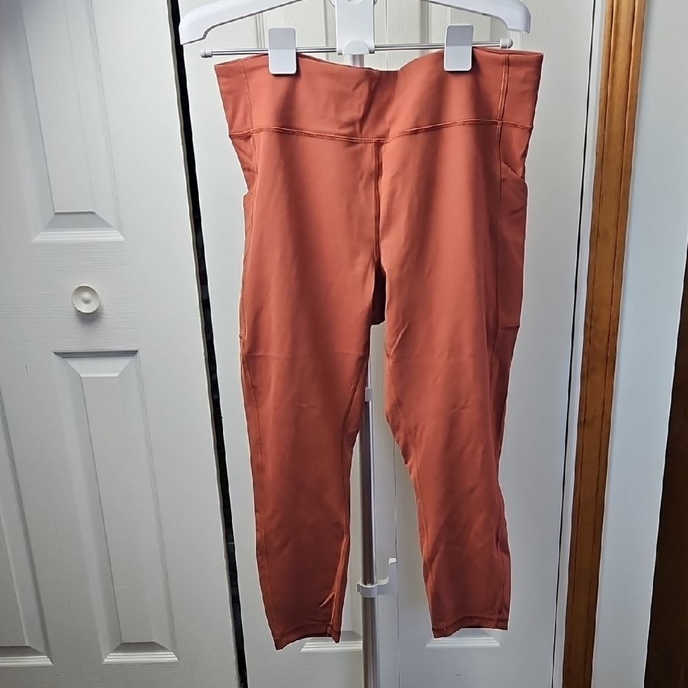 Women's Lululemon Size 18 Rust Colored Leggings Pockets Key Pocket Drawstring